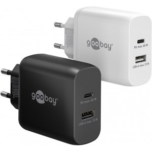 Chargeur Rapide Double USB-C&trade; PD GaN (45 W) noir