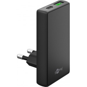 Chargeur rapide 90° 1x USB-C / 1x UBS-A 45W noir